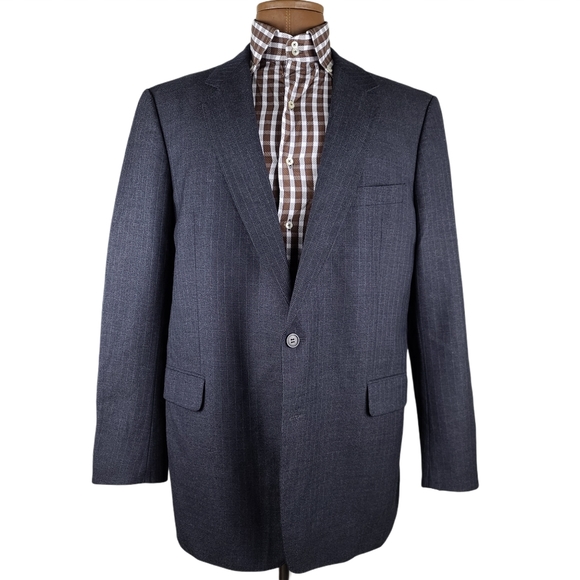 Burberry Striped Two Button Wool Blazer